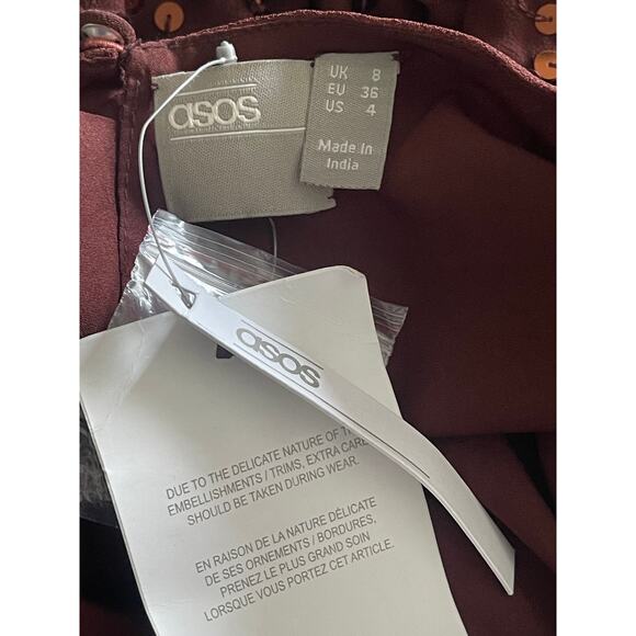 ASOS DESIGN midi dress with batwing sleeve and wrap waist in scatter sequin - Picture 8 of 8